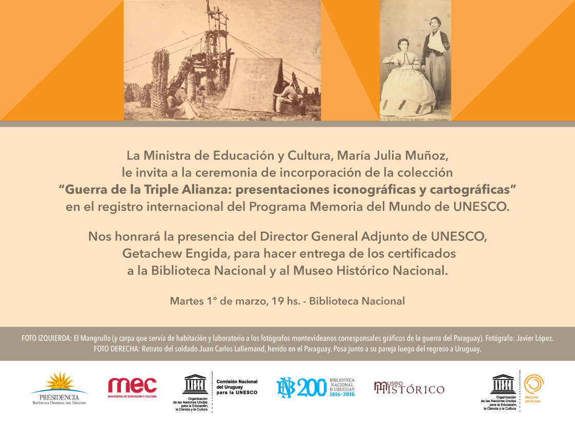 Incorporación de la colección “Guerra de la Triple Alianza: presentaciones iconográficas y cartográficas” en registro de UNESCO
