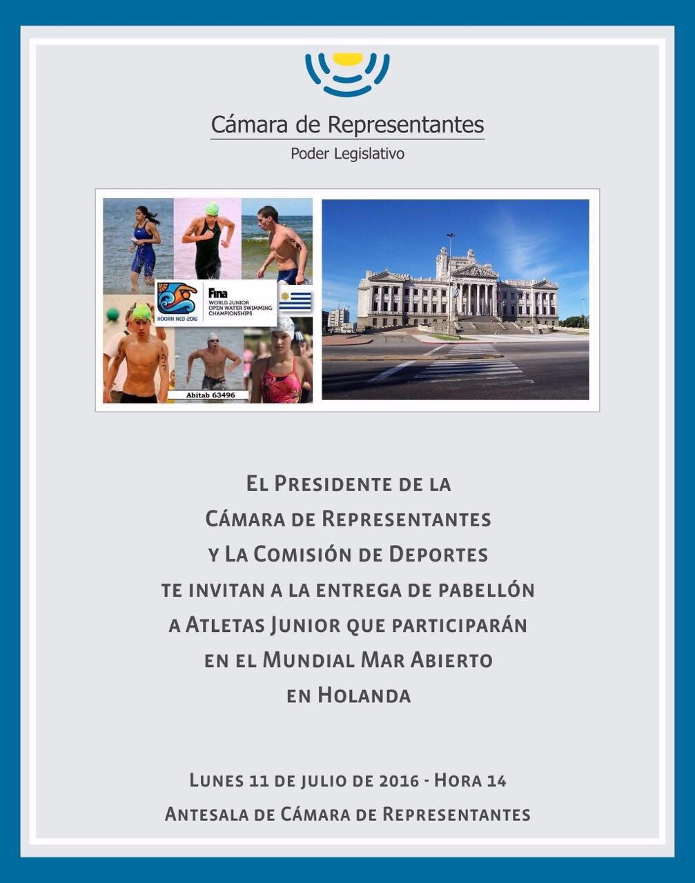 Cámara de Representantes entrega Pabellón Nacional a Atletas Junior