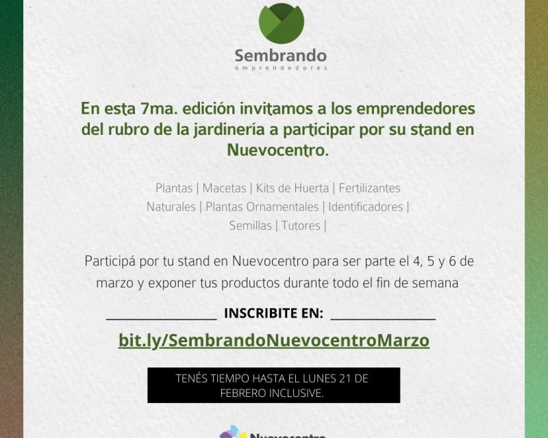 Sembrando presenta la 7ma. edición de stands en Nuevocentro Shopping