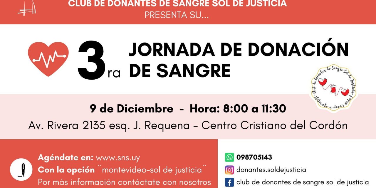 3era. Jornada de donación de sangre en Centro Cristiano del Cordón