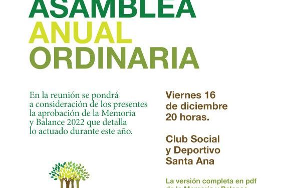 Asociación Civil Amigos del Bosque de Santa Ana y El Ensueño convoca a la Asamblea Anual Ordinaria