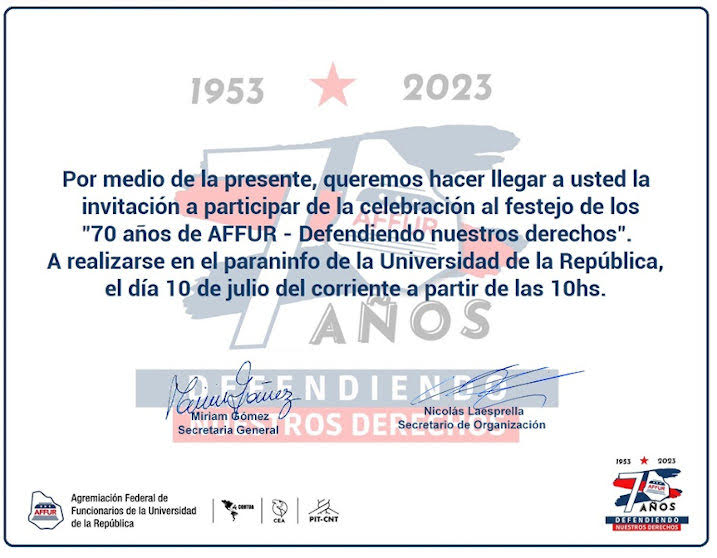 AFFUR cumple 70 años