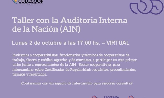 CUDECOOP: Taller con la Auditoría Interna de la Nación (AIN) – Mesa Intercooperativa Colonia