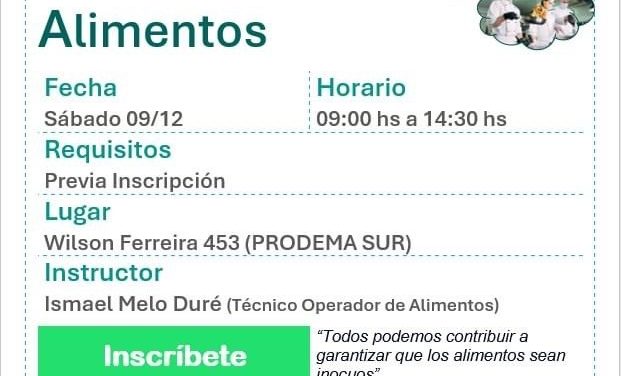 Curso de Manipulación de Alimentos: ¿dónde y cuándo será?