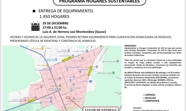 Programa Hogares Sustentables: Entrega de equipamiento en Sauce