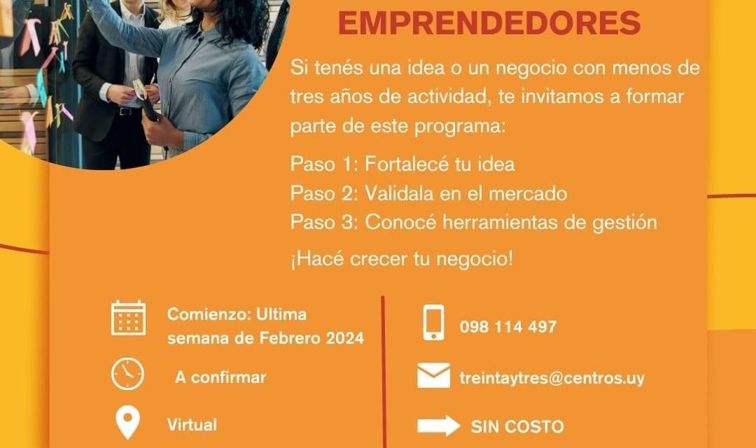 Programa de Apoyo integral a emprendedores en Treinta y Tres