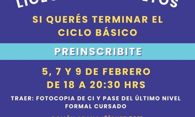 Preinscripciones del Liceo Jubilar Para Adultos