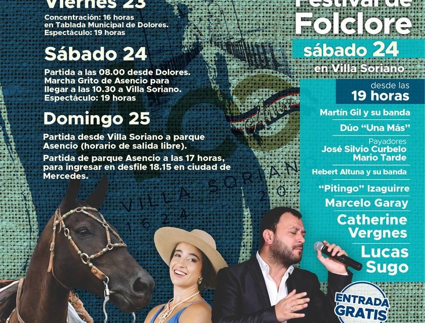Para agendar: Marcha a caballo “Grito de Asencio” y Festival de Folclore en Villa Soriano