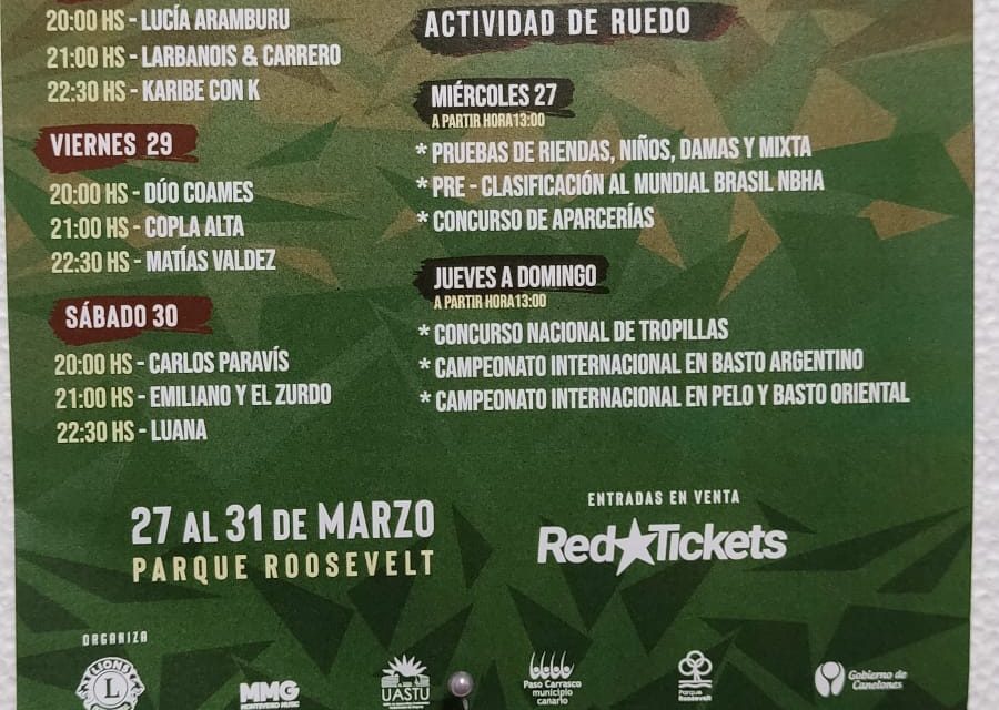 ¿Cuál es la grilla de artistas de la Criolla del Roosevelt?