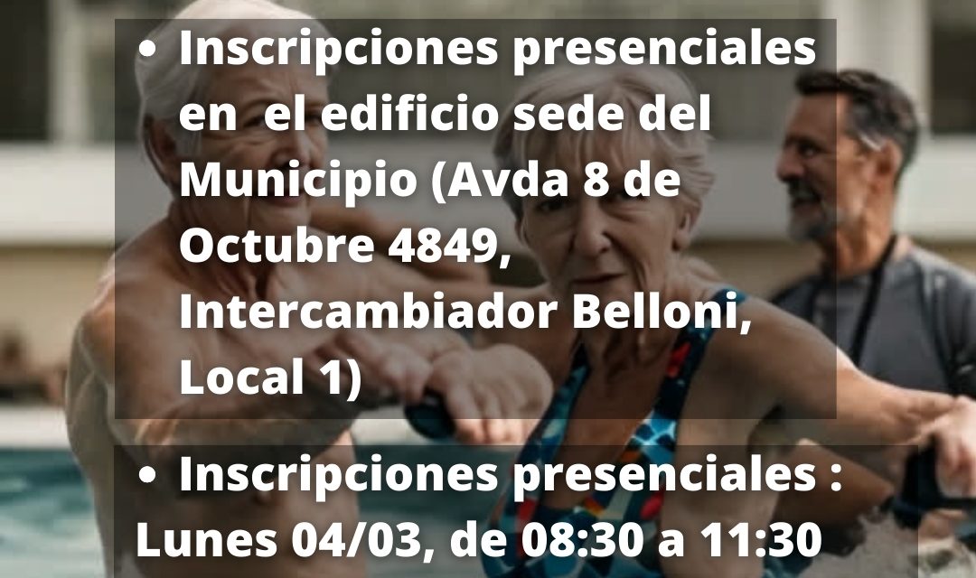 Inscripciones para clases de hidrogimnasia para personas mayores