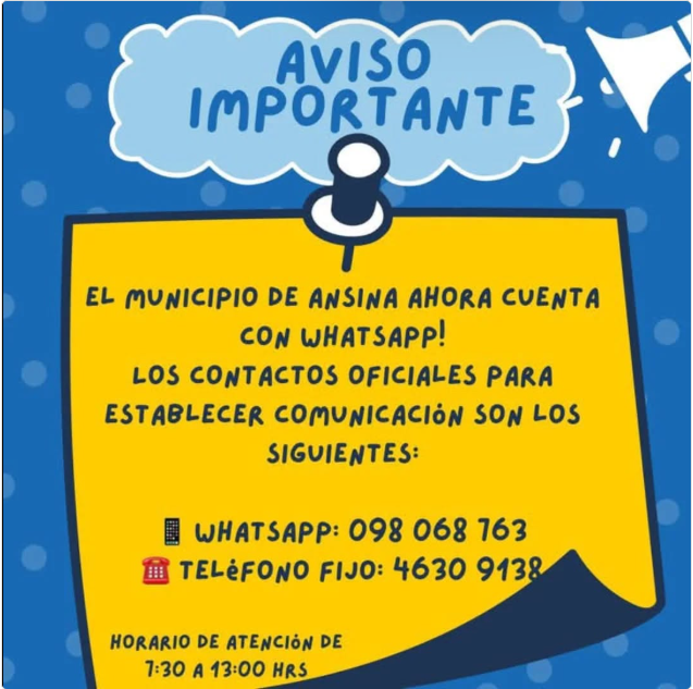 Municipio de Ansina cuenta con Whatsaap