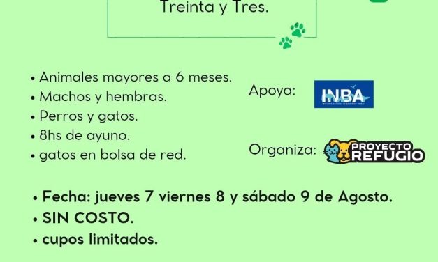 Castraciones en Treinta y Tres: Cupos limitados