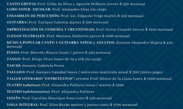 Talleres 2025 en el Centro Cultural Nacional La Paloma