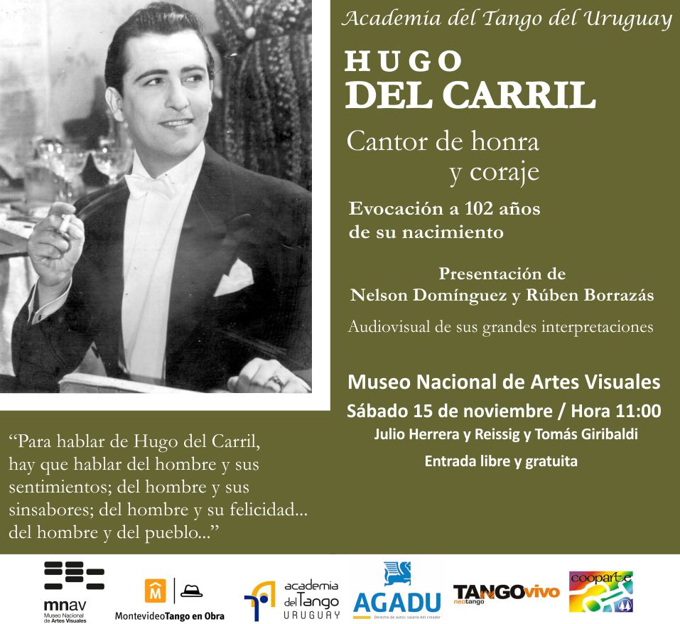 Academia del Tango invita al encuentro Hugo del Carril “Cantor de honra y coraje”