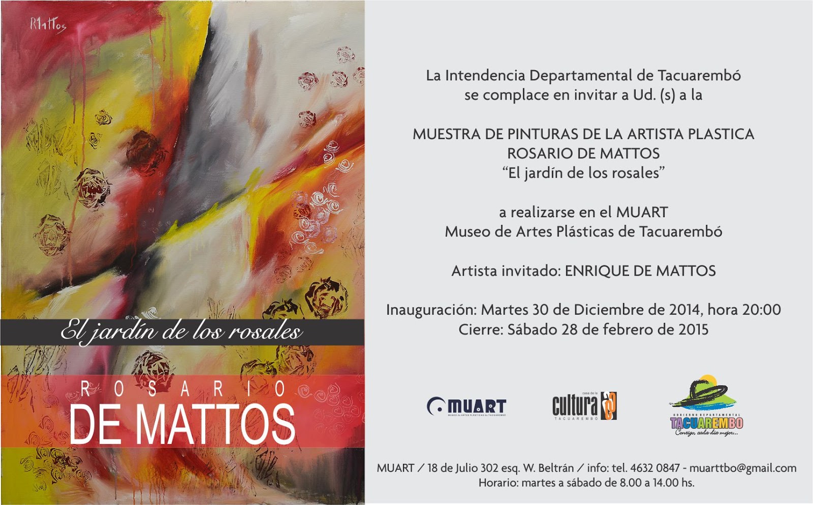 Tacuarembó: Muestra de Pinturas de Rosario de Mattos, titulada “El Jardín de los Rosales” en el MUART