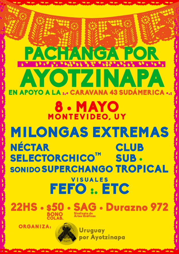 Pachanga por Ayotzinapa llega a Uruguay el 8 de mayo