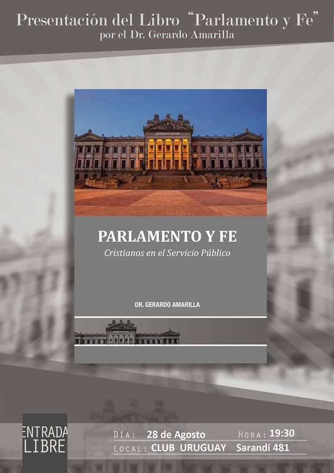 Gerardo Amarilla y Luis Alberto Lacalle Herrera en presentación del libro “Parlamento y Fe”