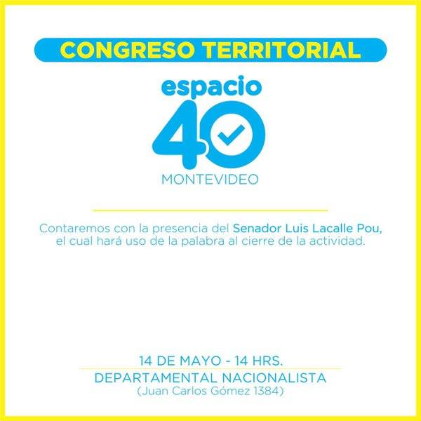 Senador Luis Lacalle Pou en Congreso Territorial del Espacio 40