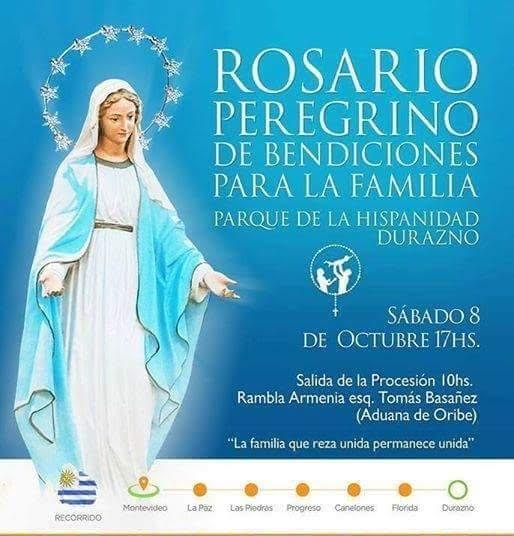 Sábado 8 de octubre: Rosario Peregrino confluye en Durazno