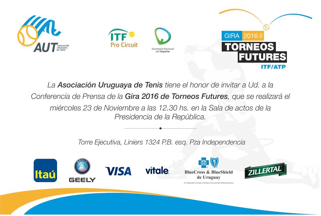 Asociación Uruguaya de Tenis informa sobre su Gira 2016 de Torneos Futures