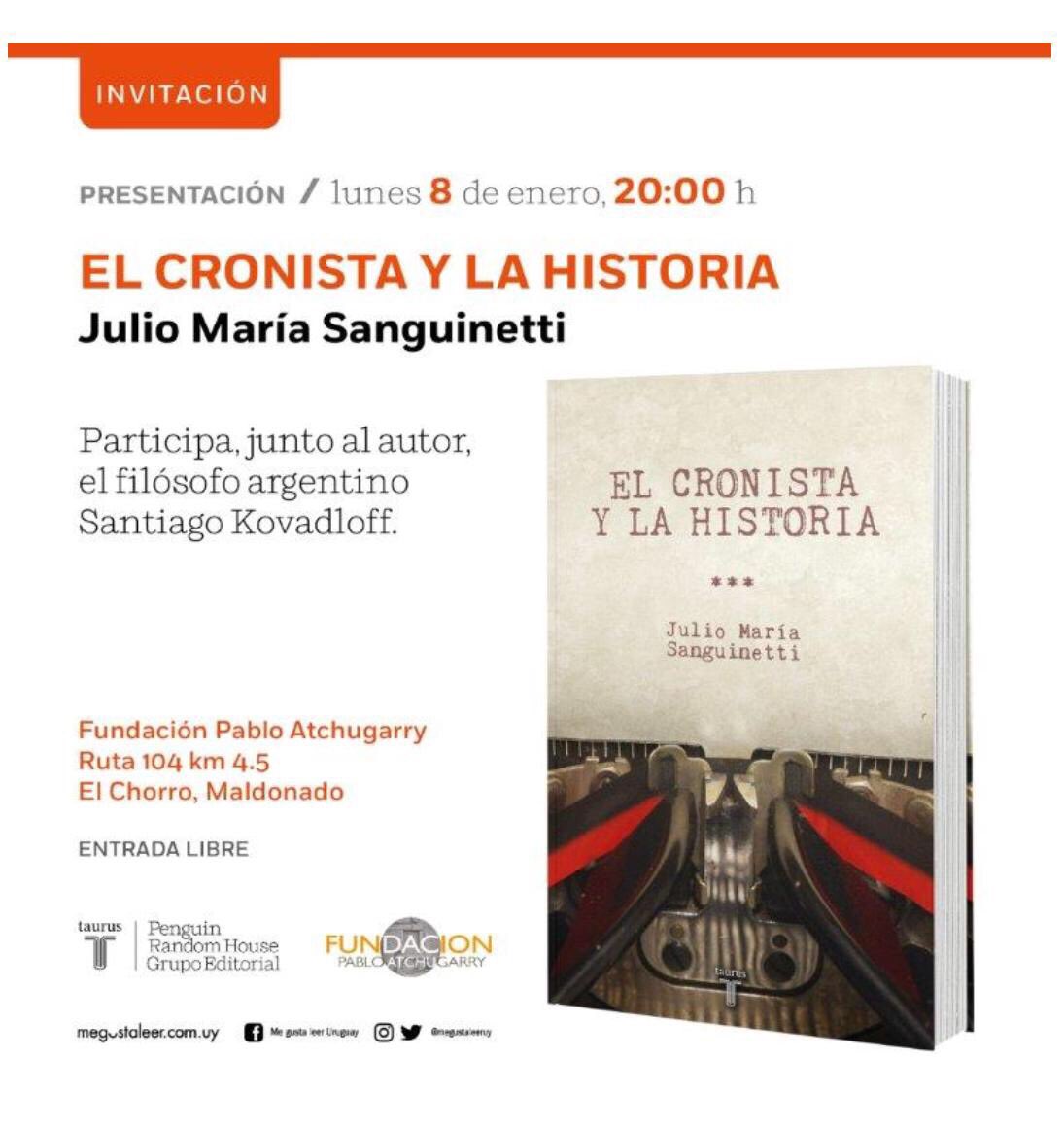 Julio María Sanguinetti presenta “El Cronista y la Historia”, en la Fundación Pablo Atchugarry