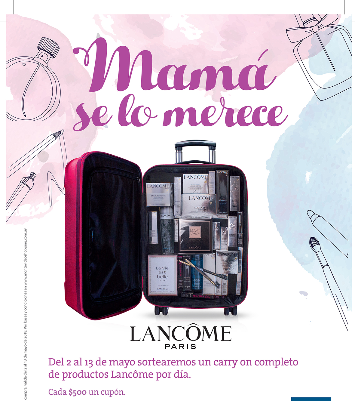 Montevideo Shopping regala valijas de productos Lancôme