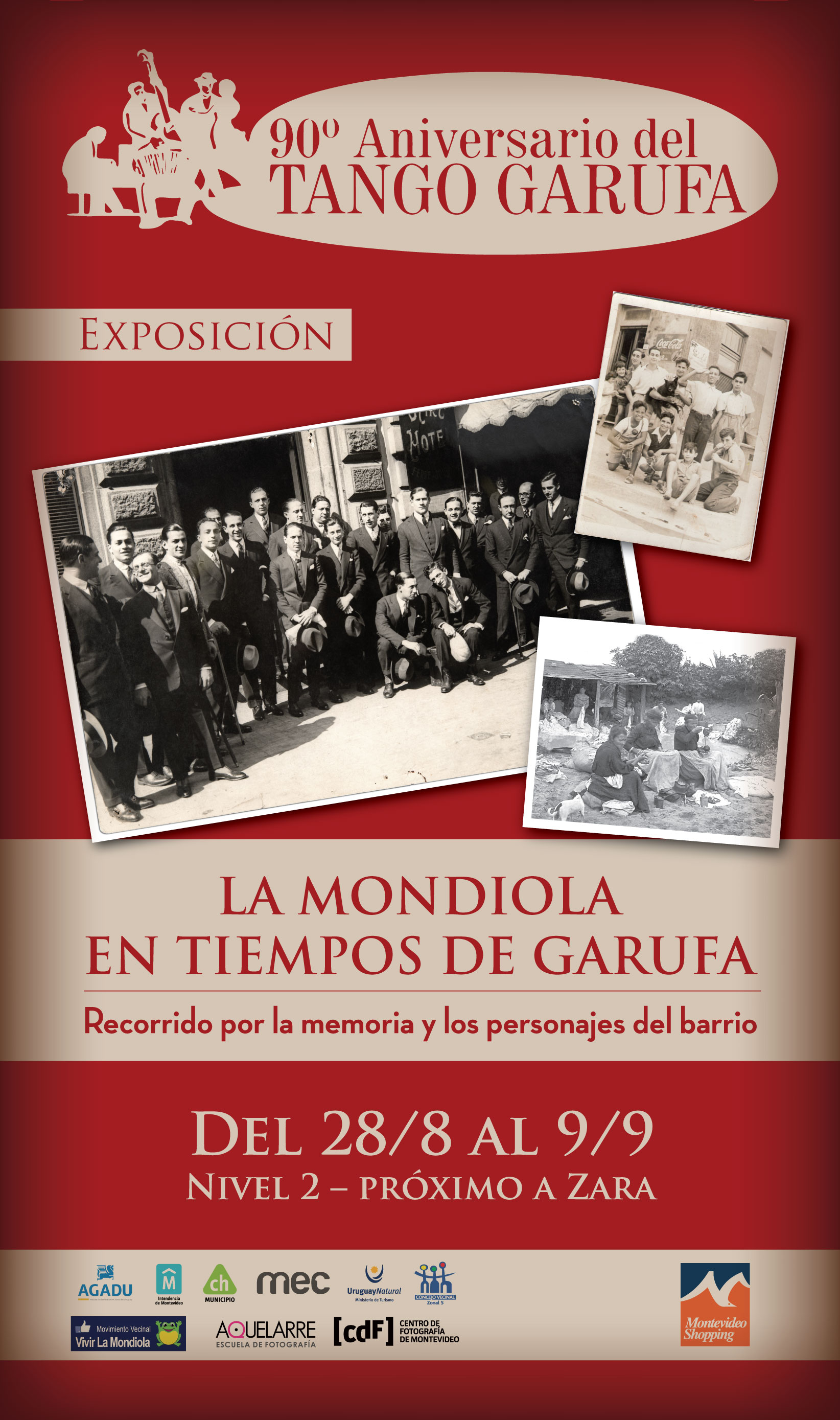 Exposición fotográfica en Montevideo Shopping sobre La Mondiola y el 90° Aniversario del Tango Garufa