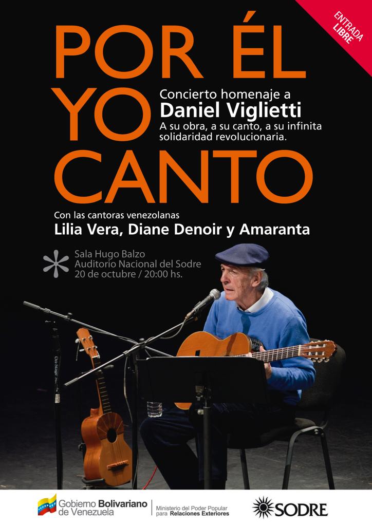 Embajada de Venezuela en Uruguay invita al concierto en homenaje a Daniel Viglietti
