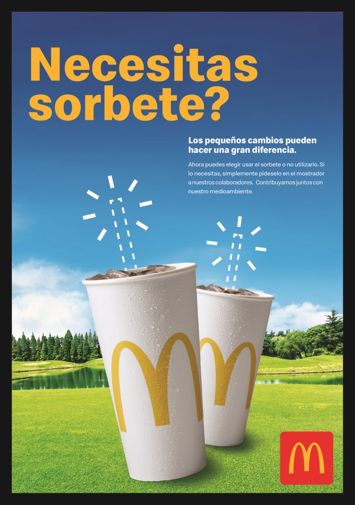 McDonald’s dejará de entregar pajitas de plástico junto a las bebidas y lo hará sólo cuando el cliente lo solicite