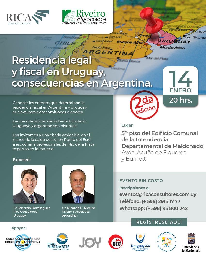 2da. Edición de la charla “Residencia legal y fiscal en Uruguay, consecuencias en Argentina”
