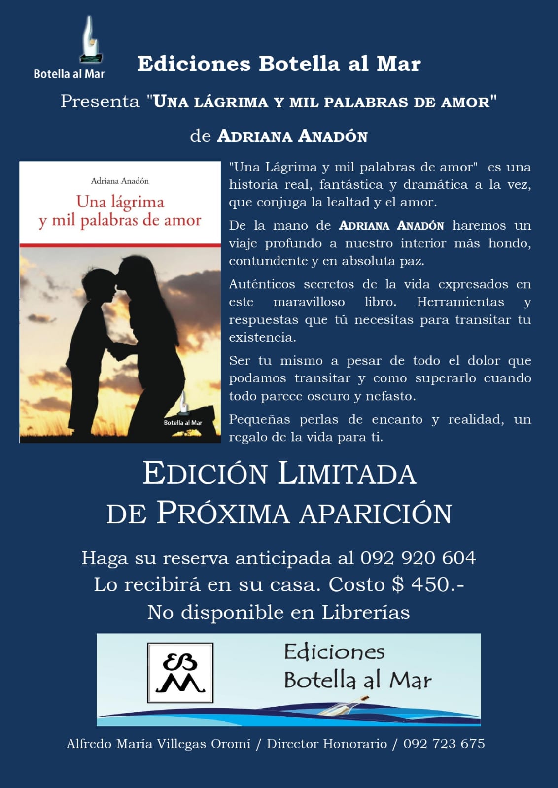 Próximamente “Una lágrima, y mil palabras de amor” de Adriana Anadón