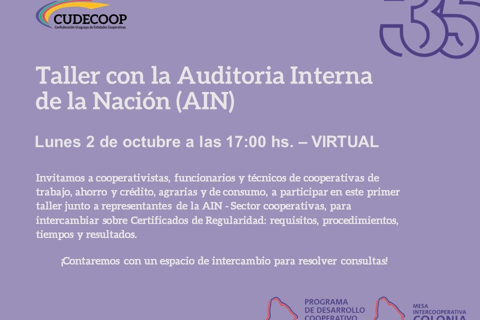 CUDECOOP: Taller con la Auditoría Interna de la Nación (AIN) – Mesa Intercooperativa Colonia