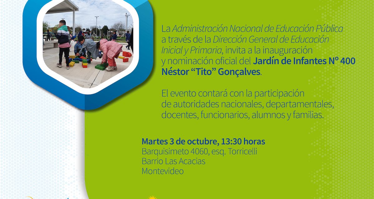 Inauguran en Las Acacias el Jardín de Infantes N° 400 de jornada completa Néstor “Tito” Gonçalves
