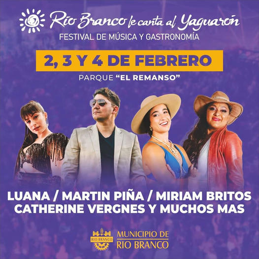 Festival Río Branco le canta al Yaguarón 2024 con interesante propuesta