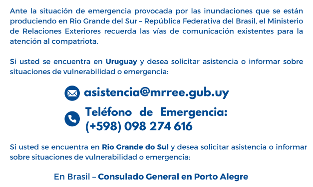 MREE: Asistencia a uruguayos afectados por inundaciones en Rio Grande do Sul